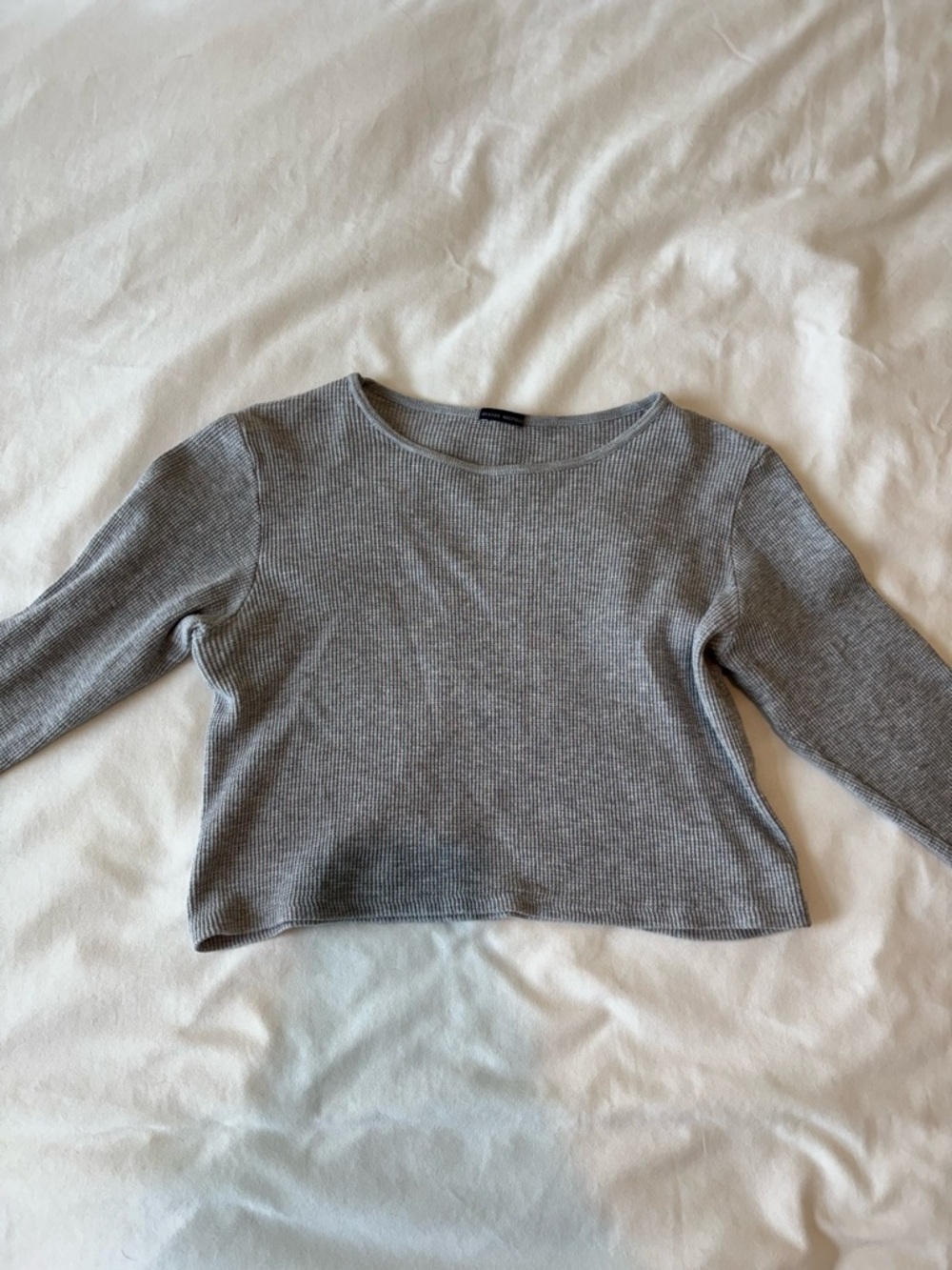 Brandy Melville Gray Ribbed Long Sleeve Tee